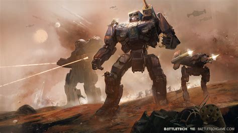 Futuristic Mechwarrior Battle Scene Battletech Hd Wallpaper