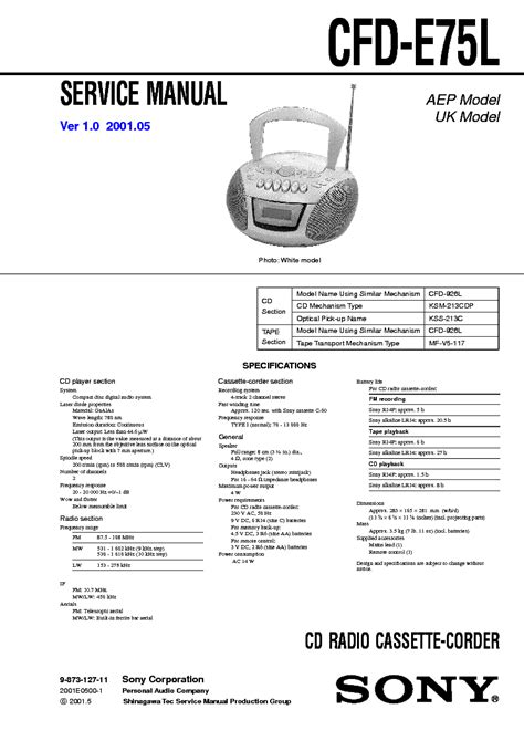 Sony Cfd E75l Ver 10 Sm Service Manual Download Schematics Eeprom Repair Info For