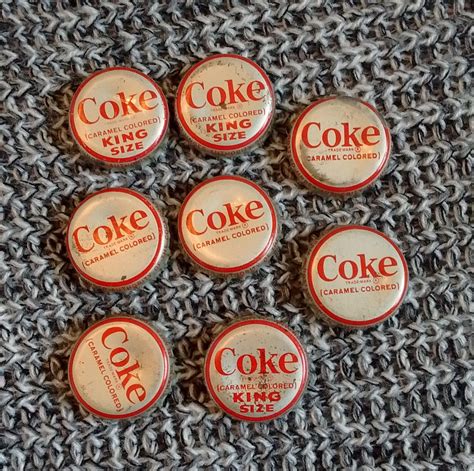 Lot Of 8 Vintage Coke Bottle Caps King Size Regular Some Old Etsy