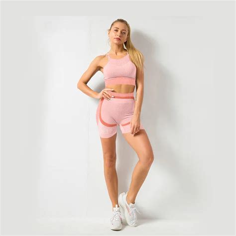 Conjunto De Yoga Sin Costuras Para Mujer 2 Uds Sujetador Deportivo