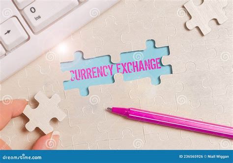 Hand Writing Sign Currency Exchange Business Approach Process Of