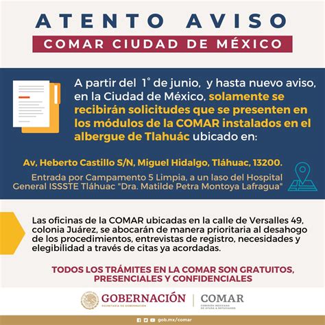 Comisión Mexicana De Ayuda A Refugiados On Twitter 📢 Aviso Importante