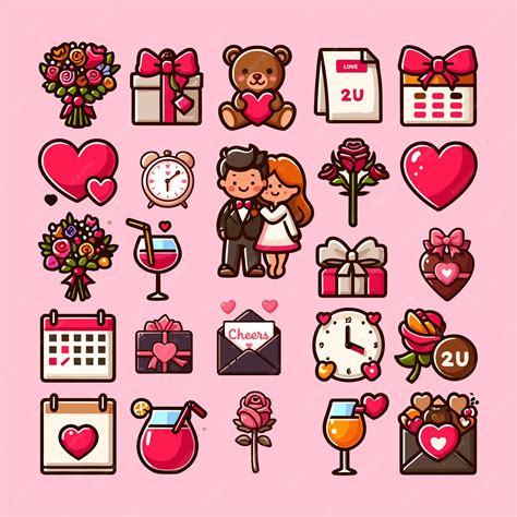 Premium Vector Set Of 24 Happy Valentines Day Stickers Vectors