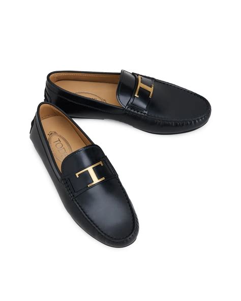 Tod S Mens City Gommino Leather Driving Shoes Black Loafers