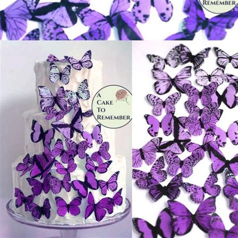 30 Edible Butterfly Cake Toppers Set Of Purple And Lavender Etsy