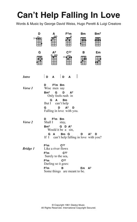 Can T Help Falling In Love By Andy Williams Sheet Music For Ukulele