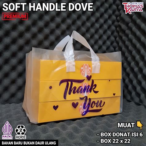 Jual Kantong Plastik SOFT HANDLE 30x30 Motif Thank You Box Donat Isi 50