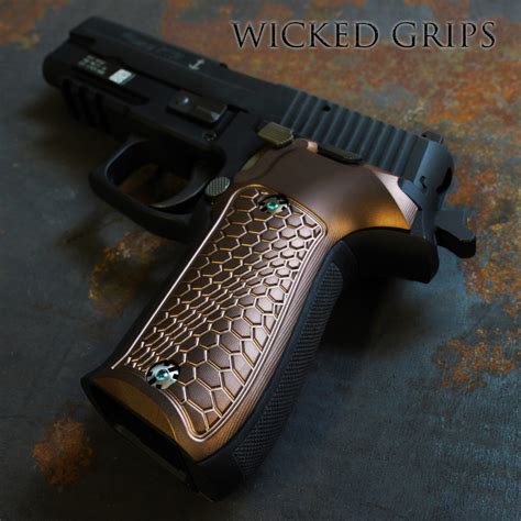 CUSTOM SIG SAUER P226 PISTOL GRIPS BRONZE PVD HEXWAVE