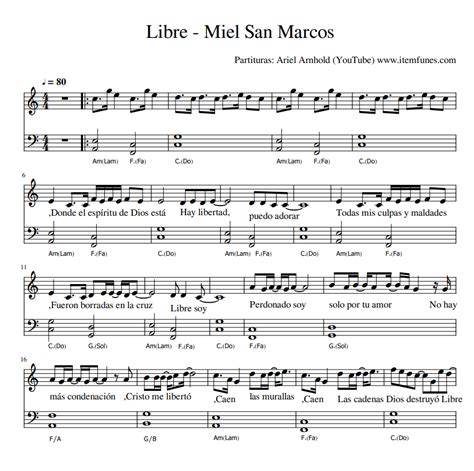 Libre Miel San Marcos Partitura Cristiana Notas Acordes Letra PDF