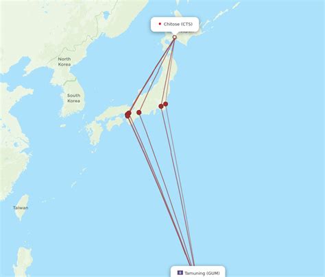 All Flight Routes From Sapporo To Guam Cts To Gum Flight Routes