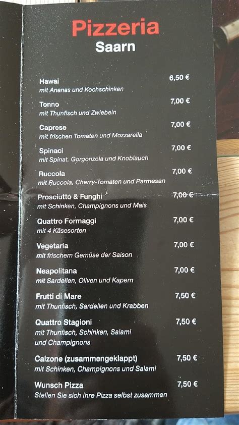 Speisekarte von Pizzeria Saarn Mülheim an der Ruhr