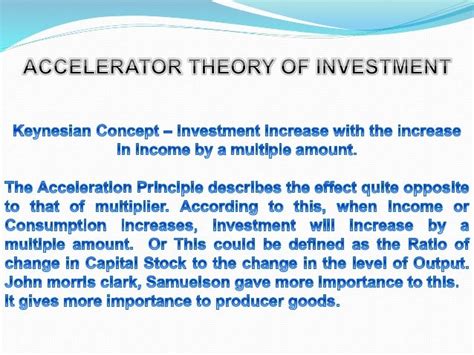 Accelerator Theory Of Investment