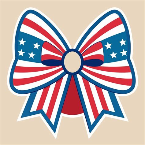 Patriotic Ribbon Tie Coquette Bow 4th July American Flag Vector Illustration Premium Ai