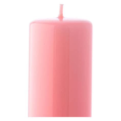 Shiny Pink Pillar Candle Ceralacca 5x13 Cm Online Sales On