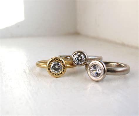 Recycled gold and diamond engagement rings on Etsy