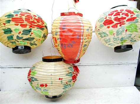 Vintage Japanese Paper Lanterns Original Mid Century Candle Etsy