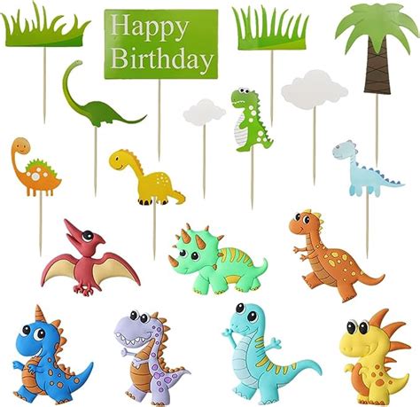 Pcs Dinosaurier Geburtstag Tortendeko Cake Toppers Dino Happy