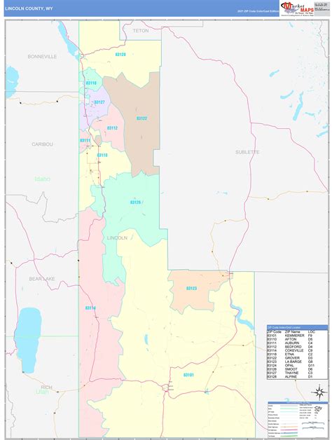 Lincoln County, WY Wall Map Color Cast Style by MarketMAPS - MapSales.com