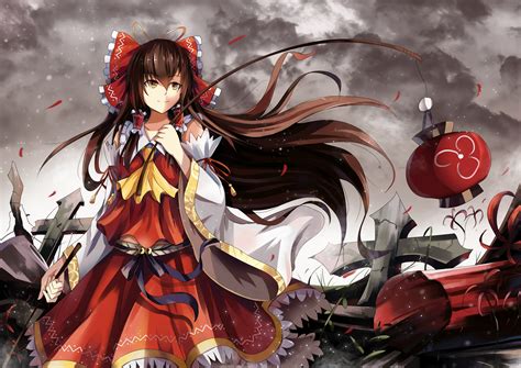 Illustration Anime Anime Girls Touhou Cartoon Hakurei Reimu Font