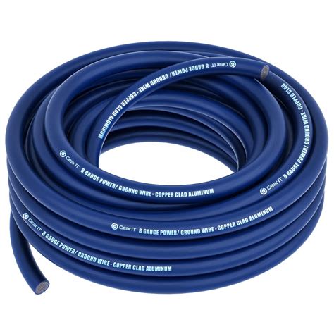 Gearit 8 Gauge Wire 25ft Blue Translucent Copper Clad Aluminum Cca