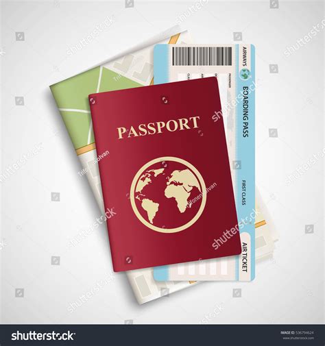 Passport Airplane Ticket Map Travel Concept Stock Vector Royalty Free