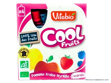 Vitabio Purée Cool fruits Pomme Fraise Myrtille Acérola Bio 4x90g