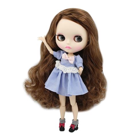 Neo Blythe Doll Brown Side Parting Hair Jointed Body Parting Hair