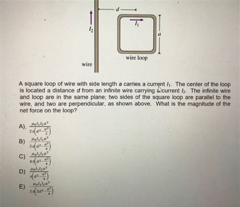 Solved Wire Loop Wire A Square Loop Of Wire With Side Length Chegg