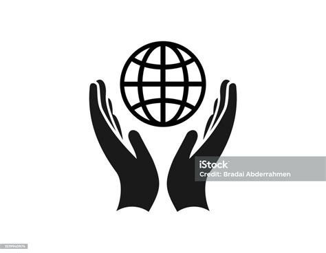 Hands Holding Globe Vector Signsymbol For Save Earthvector Illustration