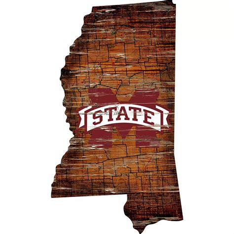 Fan Creations Mississippi State University Distressed State Logo Sign Academy