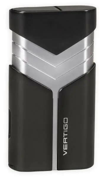 VERTIGO TRON BUTANE Lighter Black Twin Torch Flame Fold Out Cigar