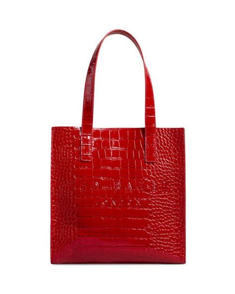 Ted Baker Icon Small Croc Embossed Tote In Red Lyst