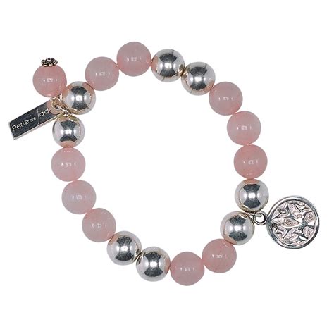 Bracelet Enfant Good Karma Argent Et Quartz Rose Perle De Jade