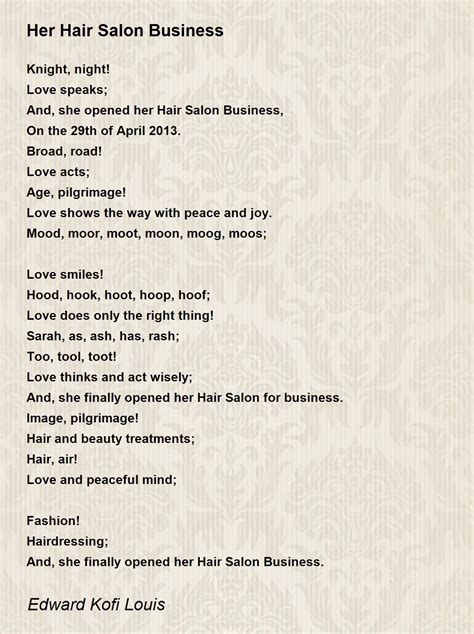 Her Hair Salon Business Poem By Edward Kofi Louis Poem Hunter