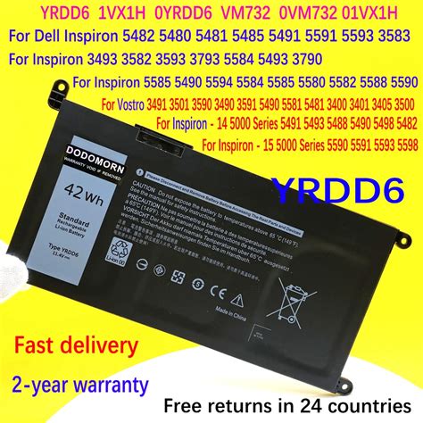 New YRDD6 Battery For Dell Vostro 3491 3501 3590 3490 3591 5490 5581