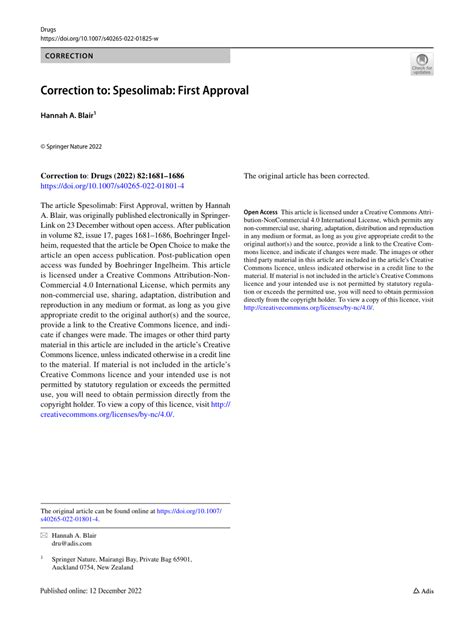 (PDF) Correction to: Spesolimab: First Approval