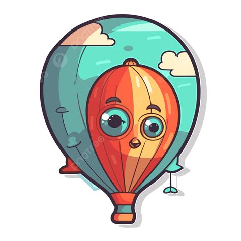 Un Globo De Aire Caliente De Dibujos Animados Con Grandes Ojos Clipart