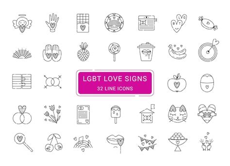 Premium Vector Black Line Lgbt Icon Set In Vector 32 Signs Of