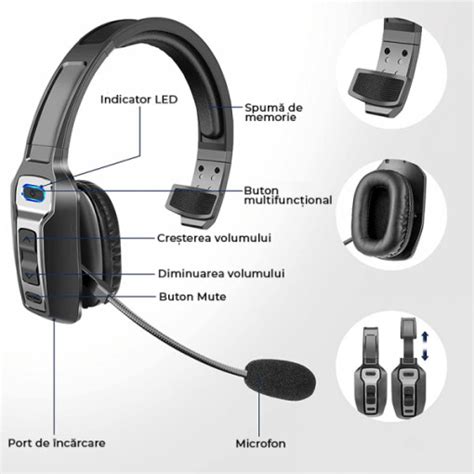 Casca Wireless Cu Microfon M98 Autonomie 60h Bluetooth 5 2 Anulare Zgomot Fundal Buton Mute