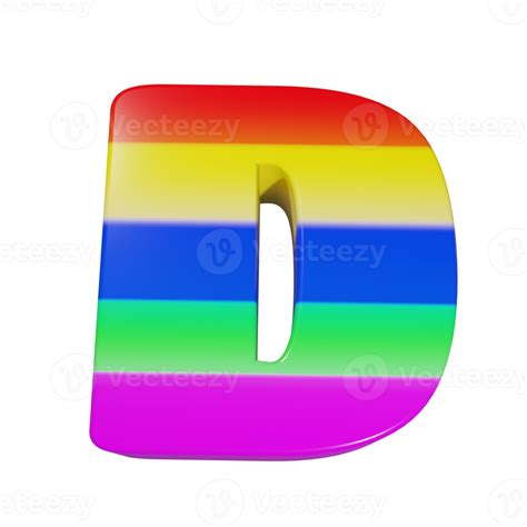 Rainbow Text Effect Letter D 3d Render 16325848 Png