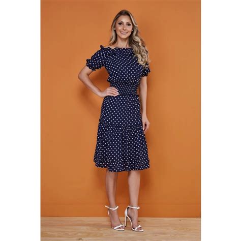 Vestido Em Crepe Po Azul Tata Martello