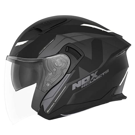 Nox Casque Jet Moto Scooter N Klint Noir Mat Blanc