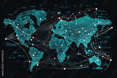 Fotografía Supply Chain Network digital illustration of a world map