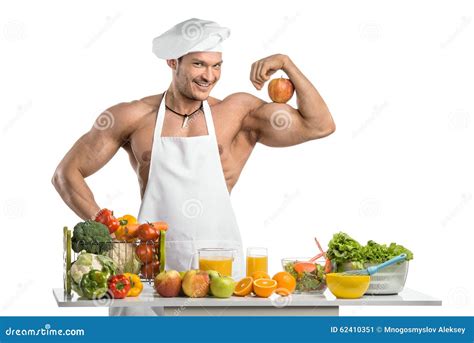 Man Bodybuilder Cook Stock Image Image Of Apron Background 62410351