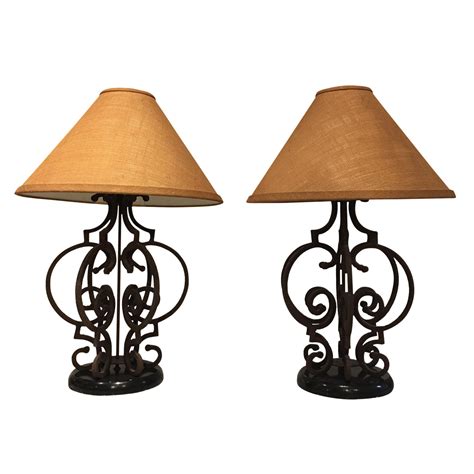 Ornate Rustic Wrought Iron Table Lamps A Pair Chairish