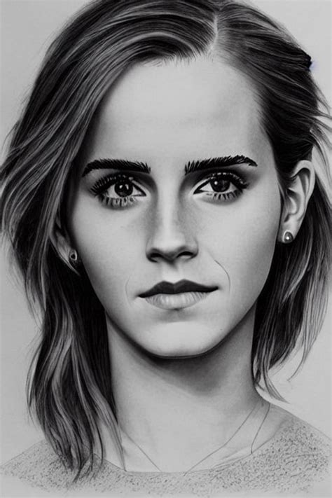 Sketch Emma Watson Detailed Face