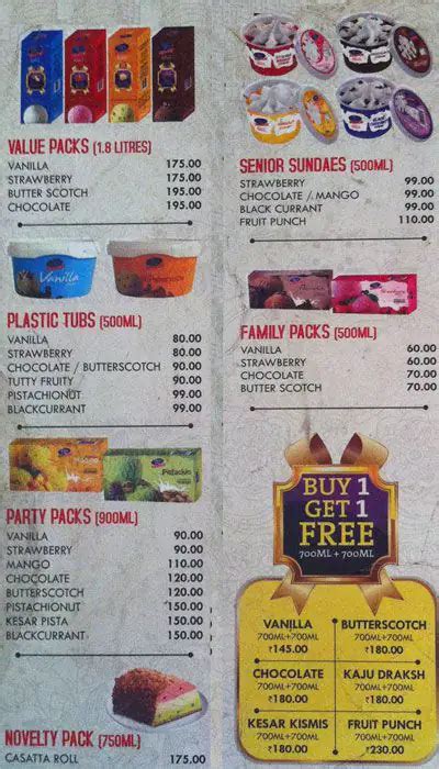 Menu At Shastry Ice Creams Bengaluru