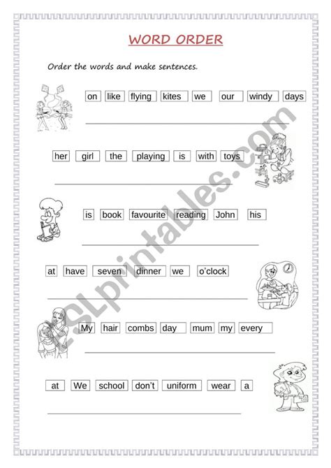 Practice Word Order Esl Worksheet By Pamelatencio