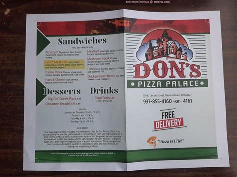 Online Menu Of Dons Pizza Palace Restaurant Germantown Ohio