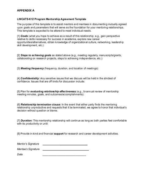 Fillable Online Template Mentoring Agreement Fax Email Print Pdffiller